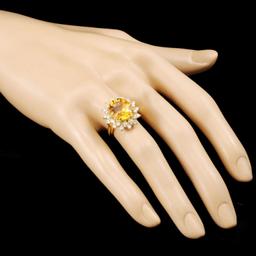 14K Gold 5.00ct Citrine & 0.75ctw Diamond Ring