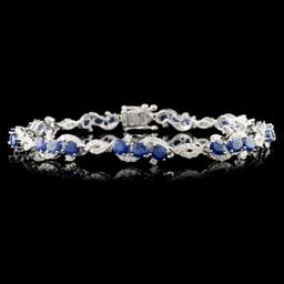 14K Gold 6.37ctw Sapphire & 1.21ctw Diamond Bracel