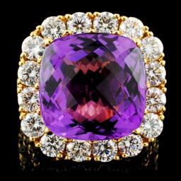 18K Gold 12.00ct Amethyst & 4.89ctw Diamond Ring