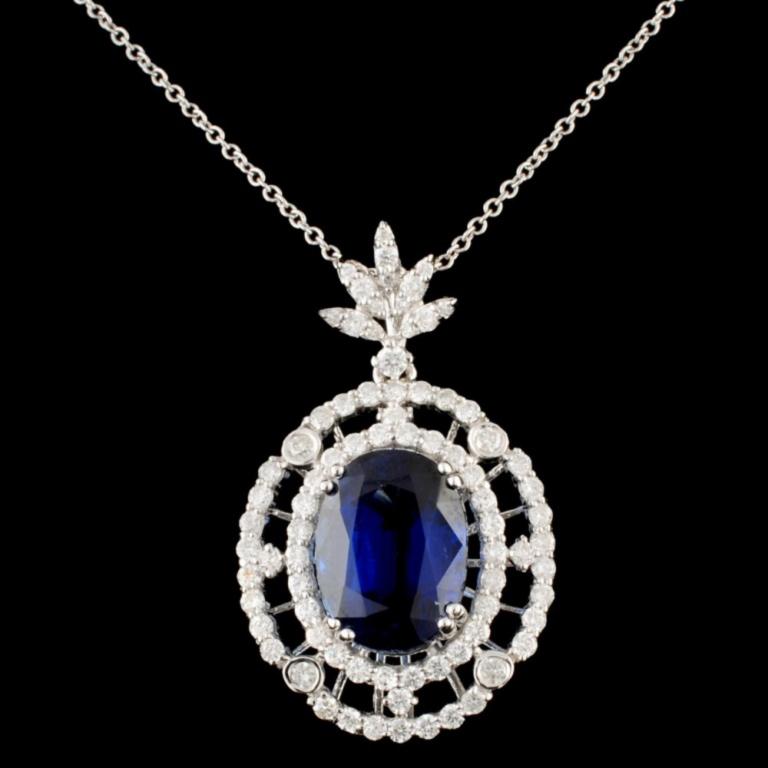 18K Gold 4.92ct Kyanite & 0.87ctw Diamond Pendant