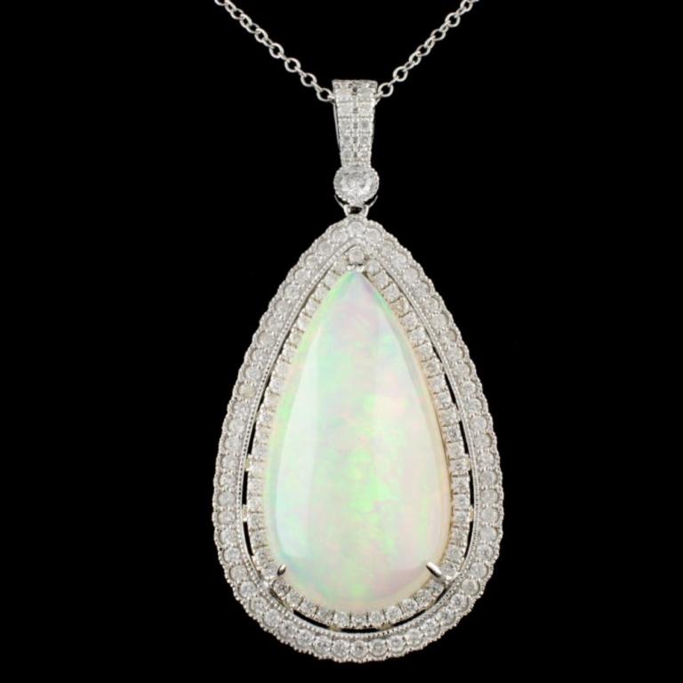 18K Gold 17.96ct Opal & 1.33ctw Diamond Pendant