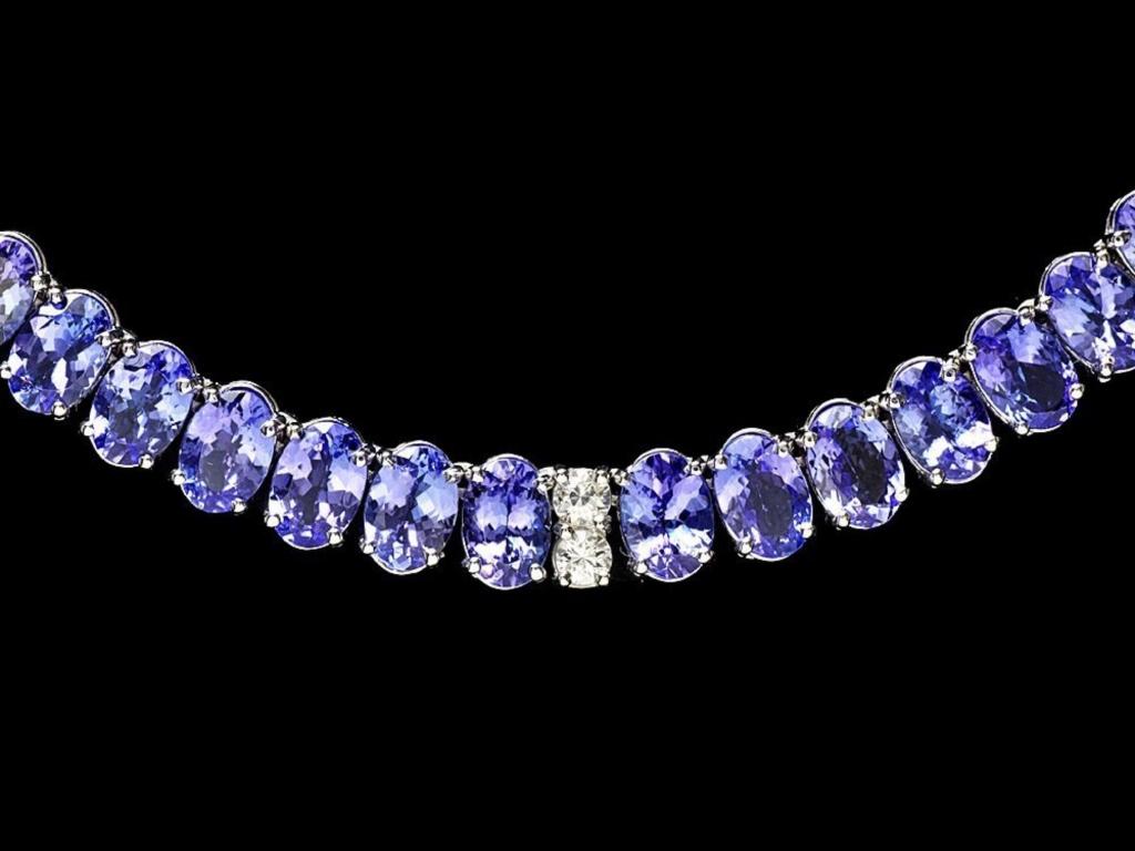 14k Gold 55.00ct Tanzanite & 1.35ct Diamond Neckl