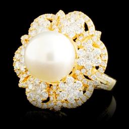 18K Gold 11.50MM Pearl & 2.18ctw Diamond Ring