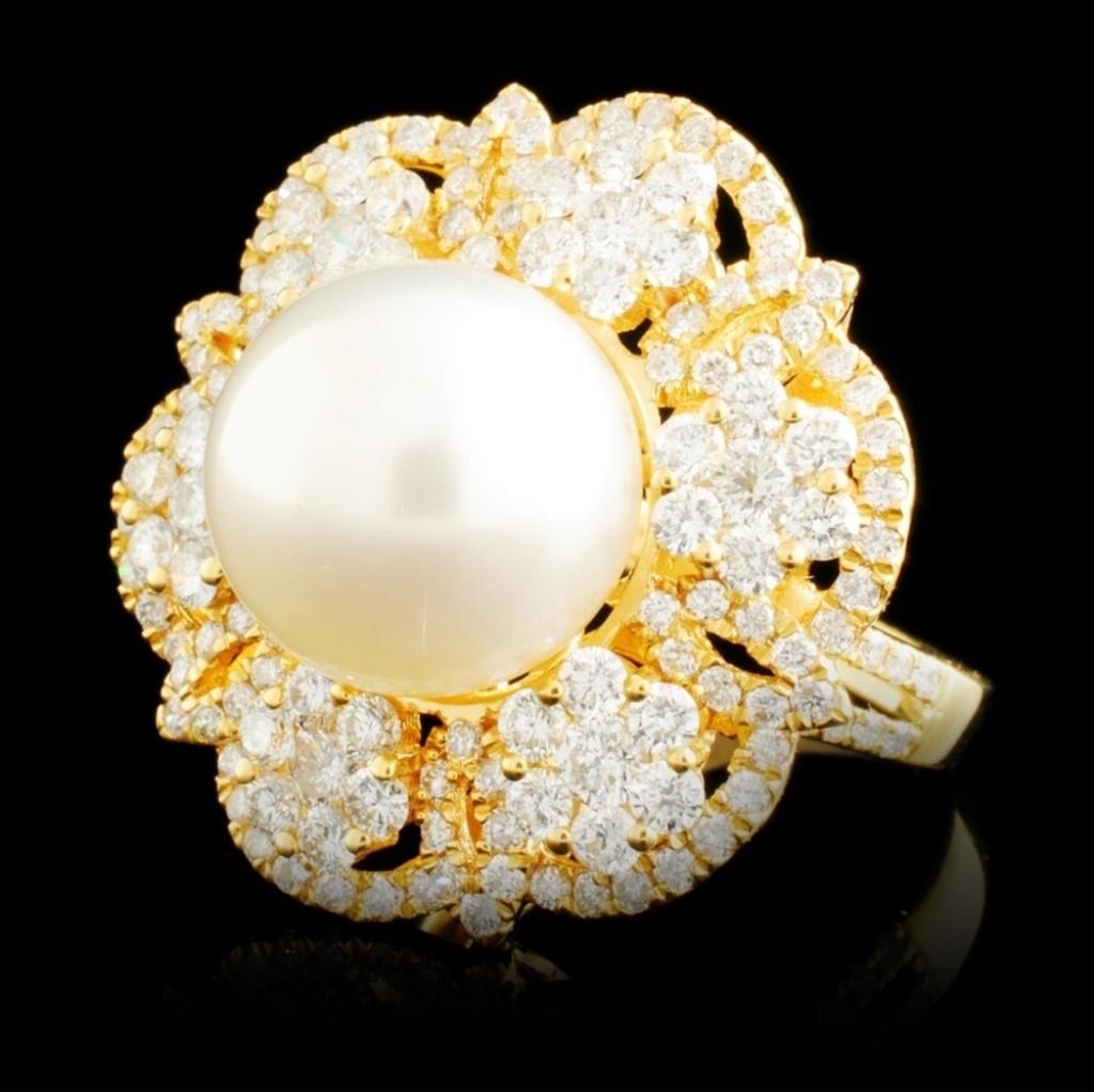 18K Gold 11.50MM Pearl & 2.18ctw Diamond Ring