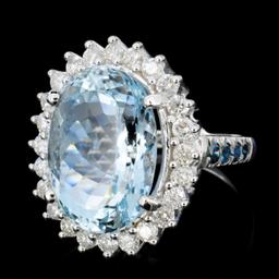 14K Gold 8.00ct Aquamarine & 1.25ctw Diamond Ring