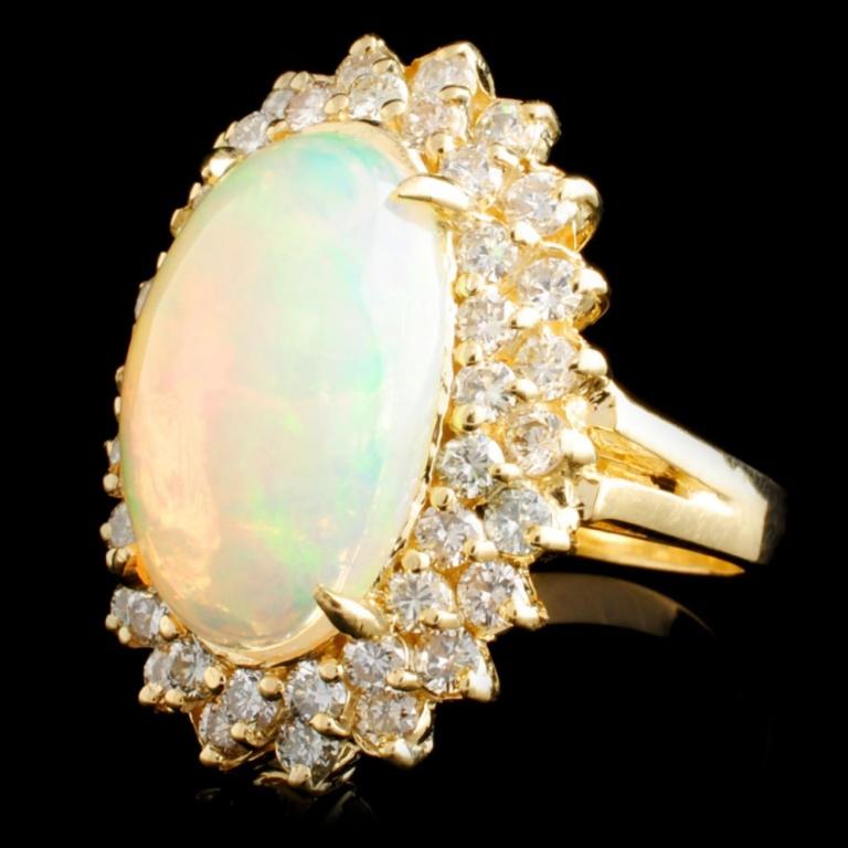 14K Gold 4.53ct Opal & 1.65ctw Diamond Ring