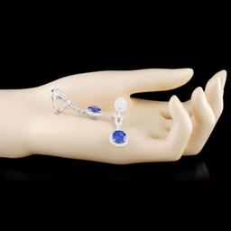 18K Gold 7.02ct Tanzanite & 2.03ctw Diamond Earrin