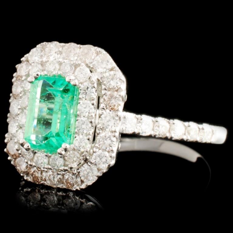 18K Gold 0.70ct Emerald & 0.86ctw Diamond Ring