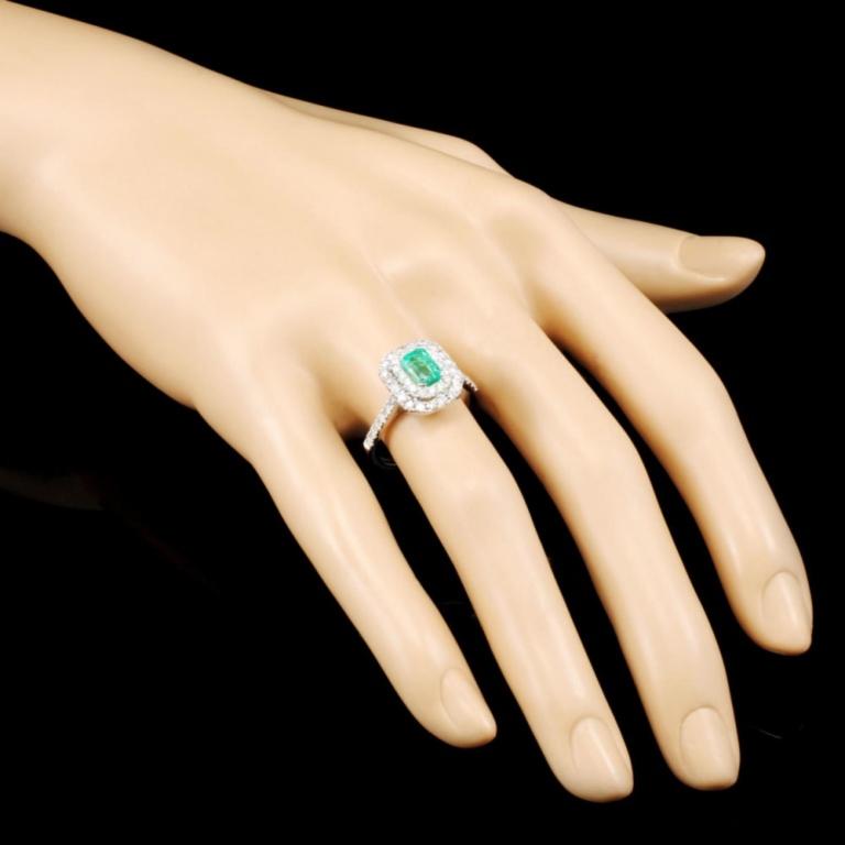 18K Gold 0.70ct Emerald & 0.86ctw Diamond Ring