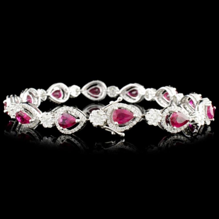 18K Gold 6.25ctw Ruby & 2.60ctw Diamond Bracelet