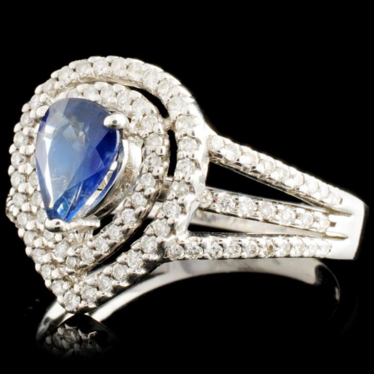 14K Gold 0.92ct Sapphire & 0.47ctw Diamond Ring