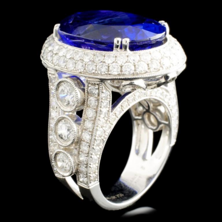 18K Gold 17.41ct Tanzanite & 3.68ctw Diamond Ring