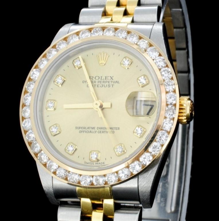 Rolex YG/SS DateJust 2.50ct Diamond 31MM Watch