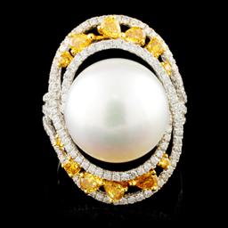 18K Gold 14.00MM Pearl & 1.45ctw Diamond Ring