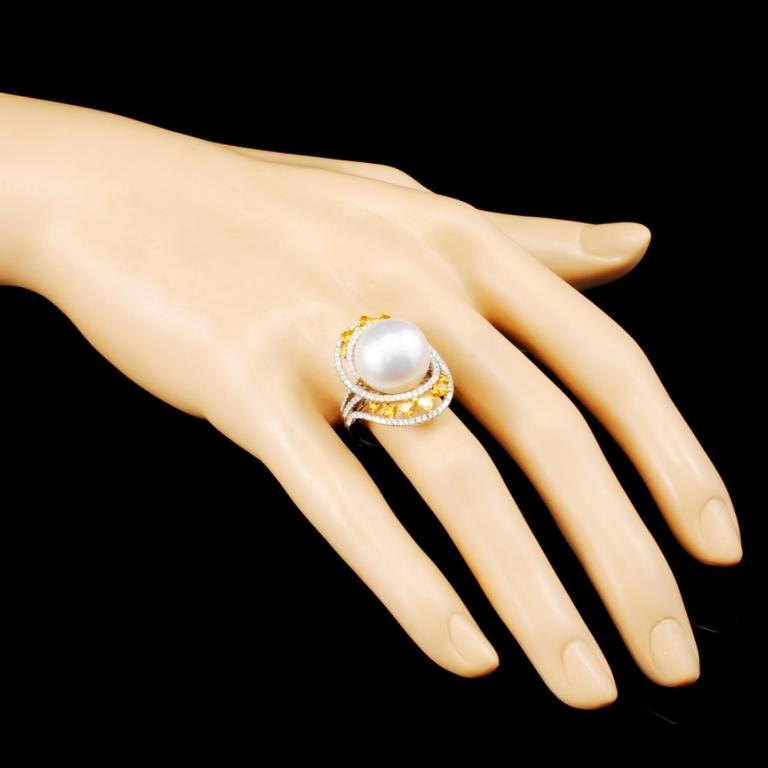 18K Gold 14.00MM Pearl & 1.45ctw Diamond Ring