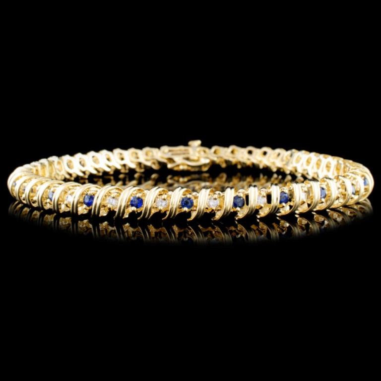 14K Gold 1.52ctw Sapphire & 0.70ctw Diamond Bracel