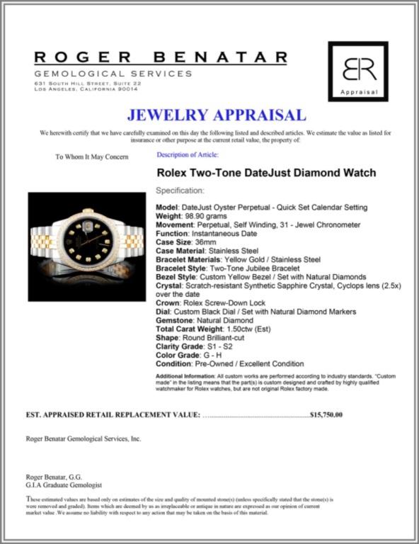 Rolex DateJust 1.50ct Diamond 36mmWristwatch