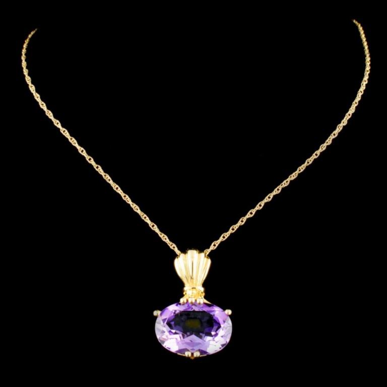 14K Gold 6.45ct Amethyst Pendant