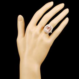 14K Gold 7.66ct Morganite & 1.11ctw Diamond Ring