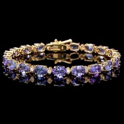 14k Gold 17.00ct Tanzanite & 0.70ct Diamond Brace