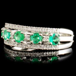 14K Gold 0.49ct Emerald & 0.18ctw Diamond Ring
