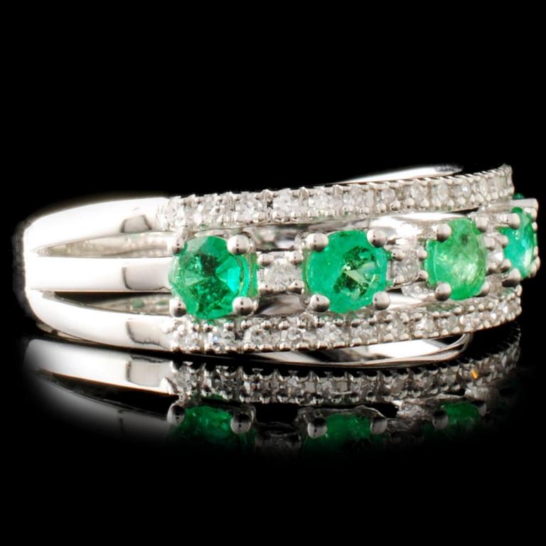 14K Gold 0.49ct Emerald & 0.18ctw Diamond Ring