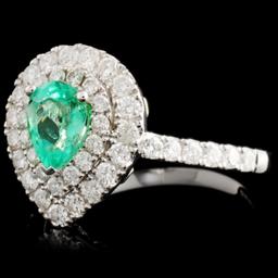 18K Gold 0.52ct Emerald & 0.80ctw Diamond Ring