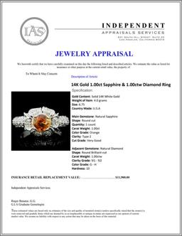 14K Gold 1.00ct Sapphire & 1.00ctw Diamond Ring
