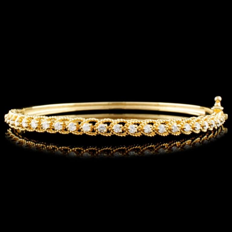 14K Gold 0.78ctw Diamond Bangle