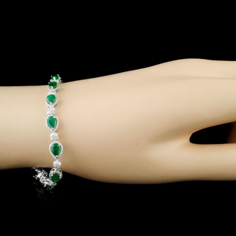 14K Gold 5.47ct Emerald & 1.83ctw Diamond Bracelet