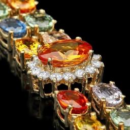 14k Gold 27.00ct Sapphire & 1.40ct Diamond Bracel