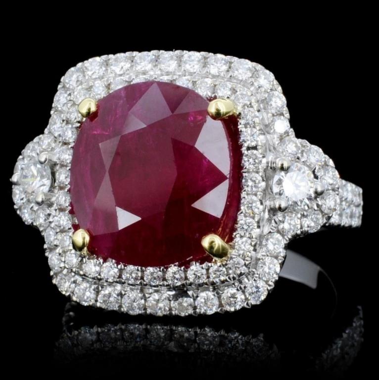 18K Gold 5.98ct Ruby & 1.10ct Diamond Ring