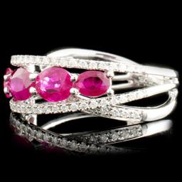 18K Gold 1.67ct Ruby & 0.29ctw Diamond Ring