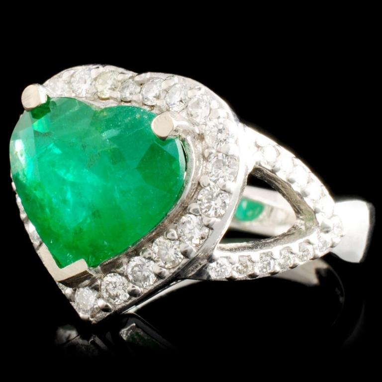 14K Gold 3.47ct Emerald & 0.89ctw Diamond Ring