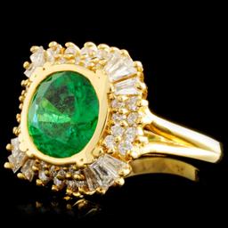 18K Gold 3.17ct Emerald & 1.14ctw Diamond Ring