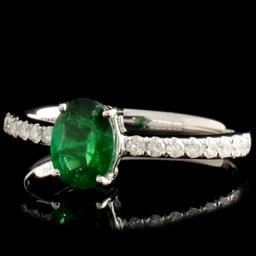 14K Gold 0.64ct Emerald & 0.21ctw Diamond Ring