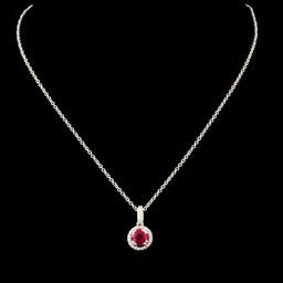 14K Gold 0.51ct Ruby & 0.18ctw Diamond Pendant