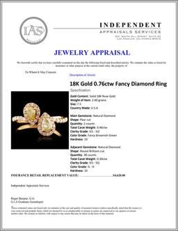 18K Gold 0.76ctw Fancy Diamond Ring