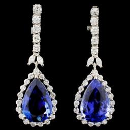 18K Gold 14.24ctw Tanzanite & 1.94ctw Diamond Earr