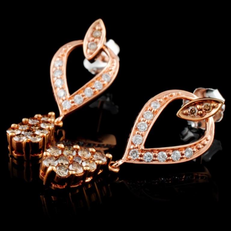 14K Rose Gold 0.67ctw Fancy Color Diamond Earrings