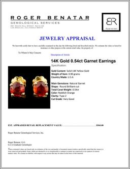 14K Gold 0.54ct Garnet Earrings