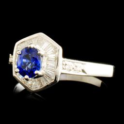 18K Gold 0.61ct Sapphire & 0.28ctw Diamond Ring