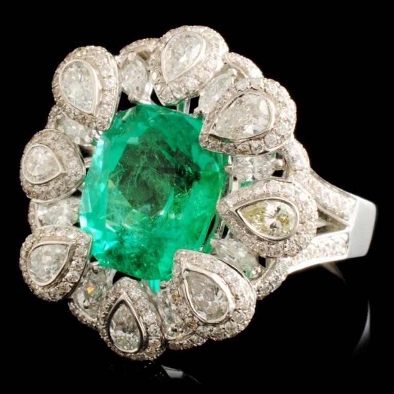 18K Gold 4.83ct Emerald & 2.02ctw Diamond Ring