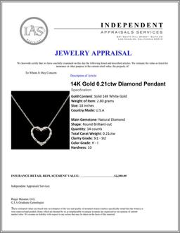 14K Gold 0.21ctw Diamond Pendant