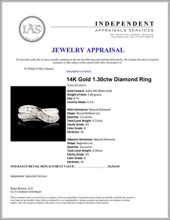 14K Gold 1.30ctw Diamond Ring
