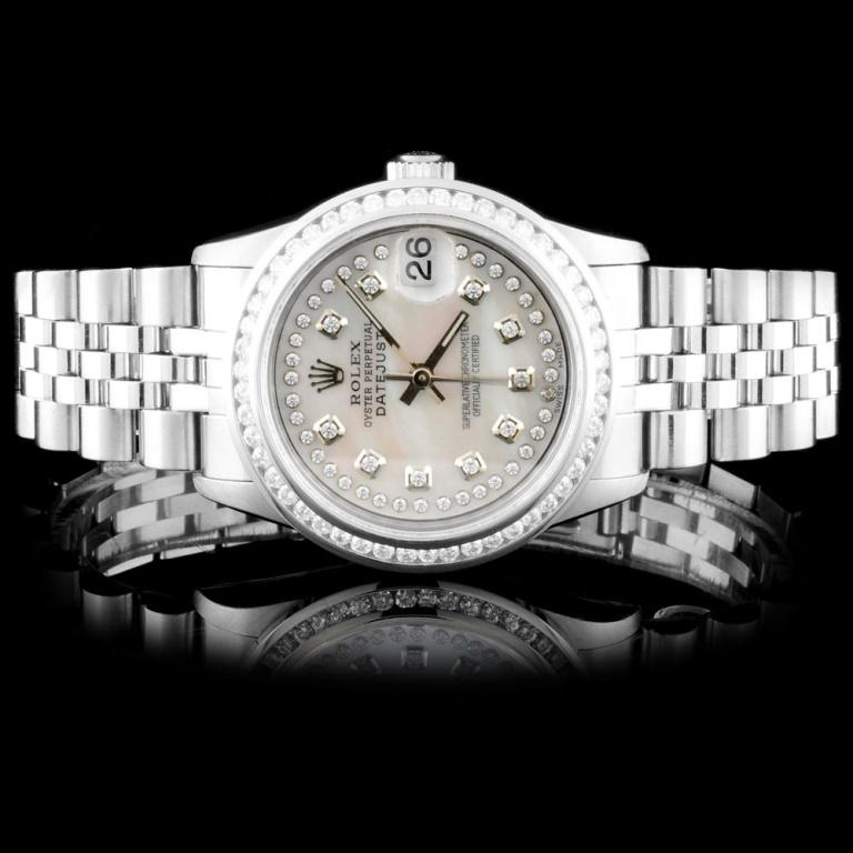 Rolex SS 31mm DateJust Diamond Wristwatch