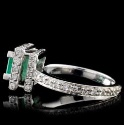 14K White Gold 1.35ct Emerald & 1.64ct Diamond Rin