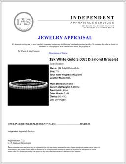 ^18k White Gold 5.00ct Diamond Bracelet