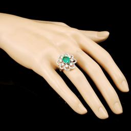 18K Gold 1.34ct Emerald & 1.22ctw Diamond Ring