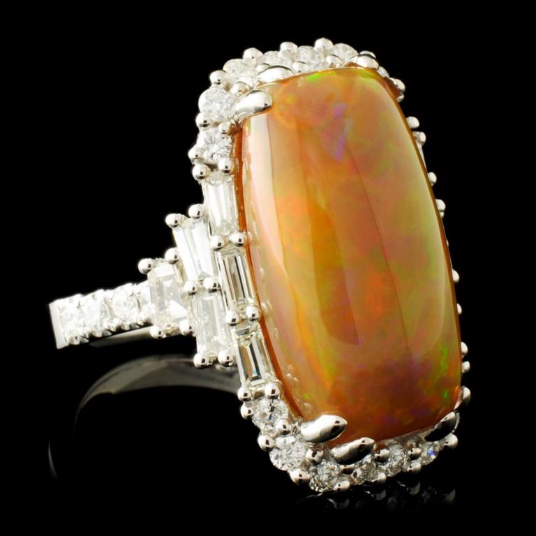 18K Gold 7.16ct Opal & 1.51ctw Diamond Ring